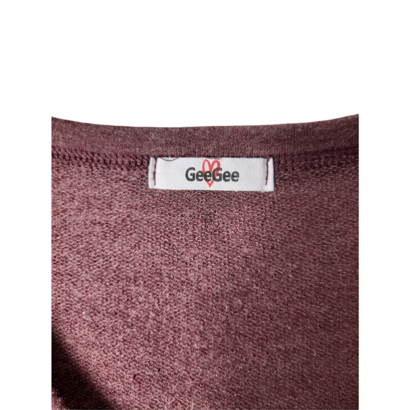 GeeGee Maroon v neckline high low short sleeve top - Picture 8 of 9